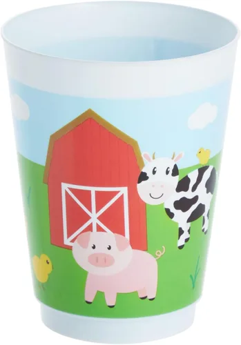 Miniatura 4 de BLUE PANDA Paquete de 16 tazas de plástico de animales de granja, corral para suministros de fiesta de cumpleaños (16 onzas)