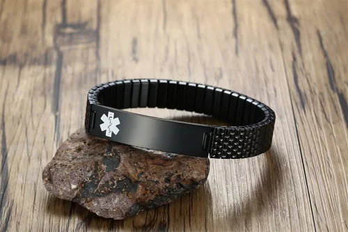 Miniatura 3 de VNOX Pulsera elástica de acero inoxidable chapada en negroplataoro para mujer y niña