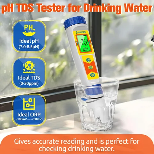 Miniatura 2 de UIUZMAR Probador de agua de hidrógeno Medidor de pH 6 en 1 pH H2 ORP TDS EC Probador de temperatura de hidrógeno disuelto para botella de agua