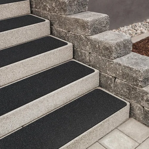 MBIGM Paquete de 12 peldaños de escalera precortados de 6 x 30 pulgadas, cinta de tracción antideslizante de grano 80 para exteriores, tiras