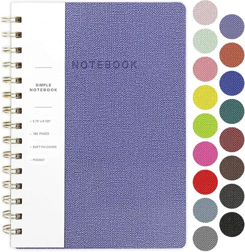 Miniatura 38 de Cuaderno de espiral – Cuaderno grande de tapa dura de 8.5 x 10.98 pulgadas con banda elástica y bolsillo, 180 páginas, diario plano de alambre