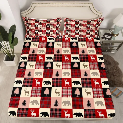 Miniatura 14 de Erosebridal Sábana bajera con temática de pesca, juego de ropa de cama rústica de granja tamaño individual para niños, adolescentes y adultos, ropa