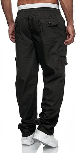 Miniatura 2 de JMIERR Pantalones cargo casuales para hombre, ajuste relajado, ligeros, elásticos, cintura elástica, con cordón, pantalones tácticos con múltiples