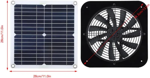 Miniatura 2 de Fdit Ventilador de escape de ático alimentado por energía solar, 100 W, 13.5 pulgadas, panel de silicona monocristalina, 18 V, para casa