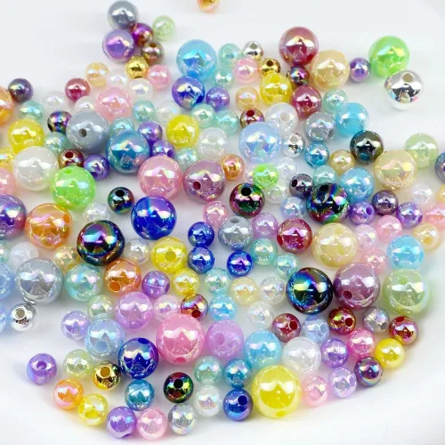 Miniatura 5 de Jmassyang 200 cuentas de perlas brillantes de 0.394 pulgadas (0.394 in), color AB, redondas, de plástico, acrílico, espaciador, manualidades