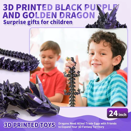 Miniatura 6 de meturebear Dragón Grande Impreso en 3D, Juguetes de Dragón 3D de 24 Pulgadas, Juguetes de Animales de Cristal Fidget Más Grandes, Animales