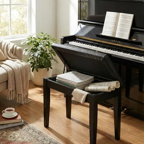 Miniatura 10 de Roland PB1 - Banco de piano con compartimento de almacenamiento, paquete negro con pedal de sostenimiento