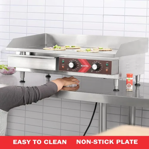 Miniatura 4 de EGGKITPO Plancha eléctrica comercial de 29 pulgadas, parrilla grande para encimera, 240 V, 3500 W, antiadherente, parrilla Teppanyaki de acero