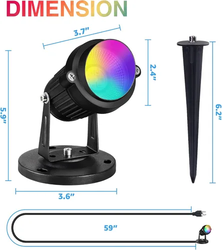Miniatura 7 de SUNVIE RGBW - Focos de Navidad para interiores de 6 W, iluminación ascendente para interiores con control remoto, luces que cambian de color, focos