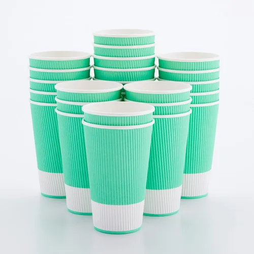 Miniatura 60 de Vasos de café de papel aislado de pared corrugada, 12 onzas, 12 onza, Negro