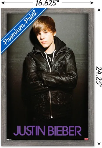 Miniatura 3 de Trends International Justin Bieber - Póster de pared de amor, 14.725 x 22.375 pulgadas, versión enmarcada de madera de granero