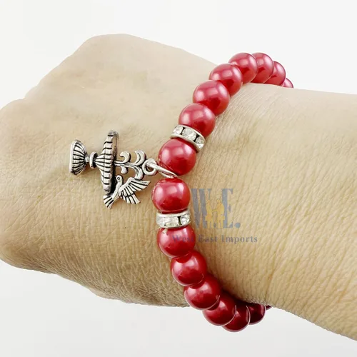 Miniatura 3 de WE Recuerdos de confirmación (12 piezas) pulsera roja con cruz de ala de ángel en bolsas de regalo de organza decoradas para niño y niña