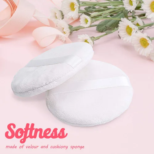Miniatura 2 de Topwon Soplo de polvo de 4 pulgadas, lavable de cuerpo grande para limpieza facial, maquillaje y mezcla de base de polvo, suave y peludo 3 PAQUETES