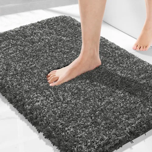 Miniatura 135 de Yimobra Alfombra de baño de felpa esponjosa, súper lanuda suave, cómoda, antideslizante, absorbente de agua, alfombra de baño de microfibra que se