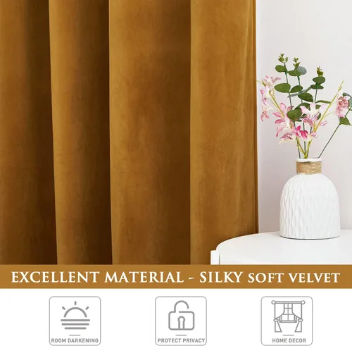 Miniatura 110 de StangH Cortinas de Terciopelo Verde Esmeralda de 96 Pulgadas - Cortinas Opacas de Terciopelo de Lujo Súper Suaves, Elegante Cobertura de Ventana