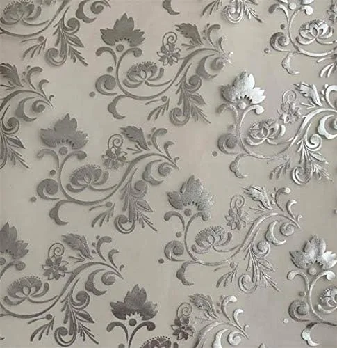 Miniatura 2 de Bufanda metálica con estampado de papel de aluminio, cenefa con hojas, bufanda transparente de 4 yardas