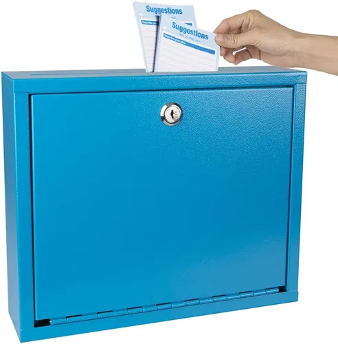 Miniatura 11 de Kyodoled Caja de Sugerencias, Buzón con Cerradura, Caja para Llaves, Buzón de Correo Montado en la Pared, Caja de Seguridad con Cerradura, Urna Azul