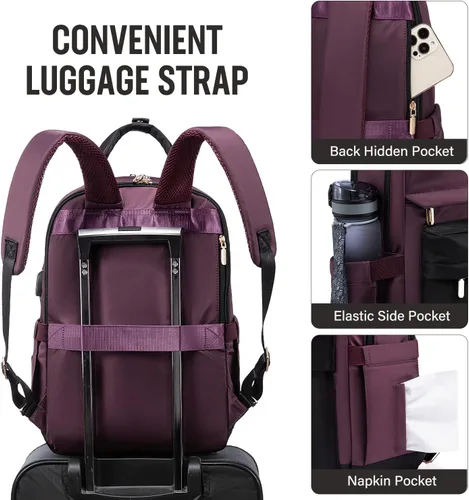 Miniatura 4 de LOVEVOOK - Mochila de computadora portátil para mujeres y niñas, mochila escolar de 15.6 pulgadas, mochila de libro linda, mochila de computadora