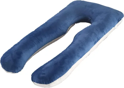 Miniatura 8 de Almohada de embarazo grande en forma de U de cuerpo completo con funda de almohada de algodón reemplazable y lavable para mujeres embarazadas que