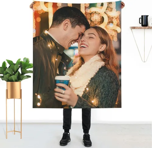 Miniatura 2 de HUGLAZY Manta personalizada con fotos y texto, manta de franela para parejas de adultos, regalo para cumpleaños, Día del Padre, Día de la Madre, Día