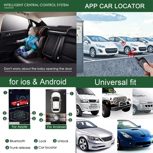Miniatura 7 de Actualización de Coche Antiguo Entrada sin Llave Cierra Ventanas Abre Maletero Automáticamente, 3 Formas de Bloquear/Desbloquear Control por