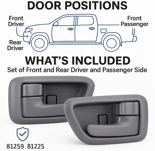 Miniatura 6 de Juego de manijas interiores para Toyota Sequoia 2001-2007, Toyota Tundra 2004-2006 (solo cabina doble) – Lado delantero, trasero del conductor