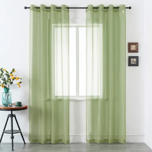 Miniatura 17 de DUALIFE Cortinas Amarillas de 72 Pulgadas de Largo para Dormitorio Juego de 2 Paneles con Ojales Ventana Semi Voile Filtrado de Luz Cortinas
