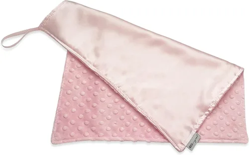 Miniatura 2 de MEG ORIGINAL Manta de seguridad para bebé niña, satén rosa y lunares minky con lazo