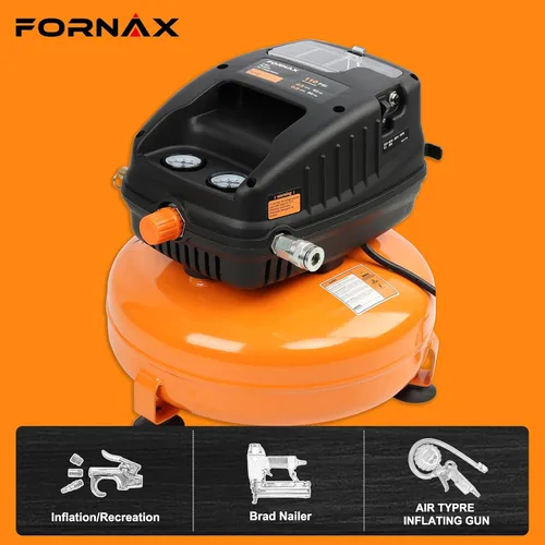 Miniatura 3 de FORNAX Compresor de aire para panqueques, 3 galones, compresor de aire portátil de 110 PSI, kits sin aceite