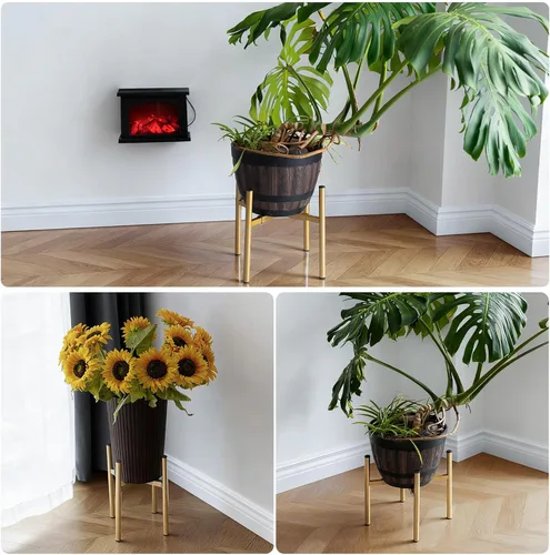 Miniatura 8 de Soporte ajustable de metal para plantas de interior, macetas de 8 a 14 pulgadas, soporte moderno de mediados de siglo, resistente carga de 160