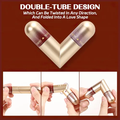 Miniatura 2 de MIELIKKI Brillo labial 2 en 1 de doble punta, lápiz labial líquido brillante brillante, aceite de labios hidratante, acabado húmedo, alto brillo
