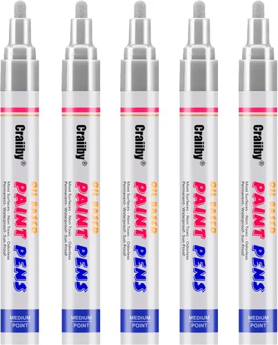 Miniatura 7 de Marcadores de pintura blanca, paquete de 5 rotuladores de pintura a base de aceite, impermeables, de secado rápido y permanente, para pintura