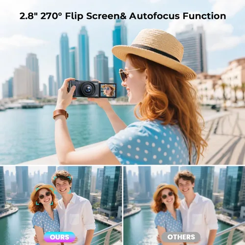 Miniatura 2 de Cámara Digital 4K para Fotografía, Cámaras de Vlogging de 72MP con Enfoque Automático para YouTube con Tarjeta SD de 64GB y Batería, Zoom Digital