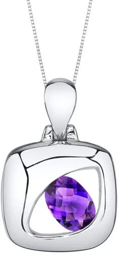 PEORA Collar con colgante esculpido de plata de ley para mujer, varias piedras preciosas, forma ovalada, 0.276 x 0.197 in, con cadena italiana de 18