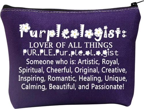 Miniatura 5 de TSOTMO Bolsa de maquillaje púrpura con cremallera para amantes de todas las cosas, regalo morado, bolsa de cosméticos diseñada para amantes