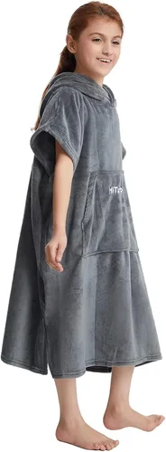 Miniatura 3 de Hiturbo Toalla para niños cambiadora: toallas de baño de felpa suave, sudadera con capucha cálida de forro polar coral, poncho de surf de natación