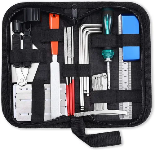 Miniatura 8 de MIFOGE Kit de herramientas de reparación de guitarra de 25 piezas con bolsa de transporte para guitarra eléctrica acústica, ukelele, bajo