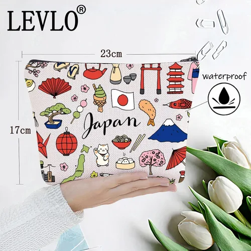Miniatura 2 de LEVLO Bolsa de viaje Japón - Bolsa con cremallera para regalos de viaje japoneses, Japan, Bolsa de cosméticos