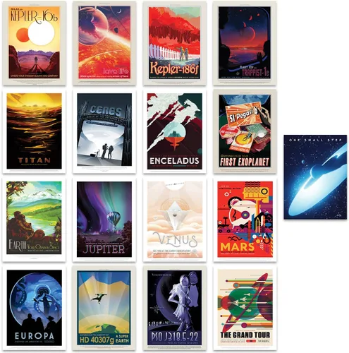 Póster de la NASA Space Grand Tour Travel Exploration Exoplanet Art Print Decoración para el hogar, paquete de 17 – incluye impresión personalizada