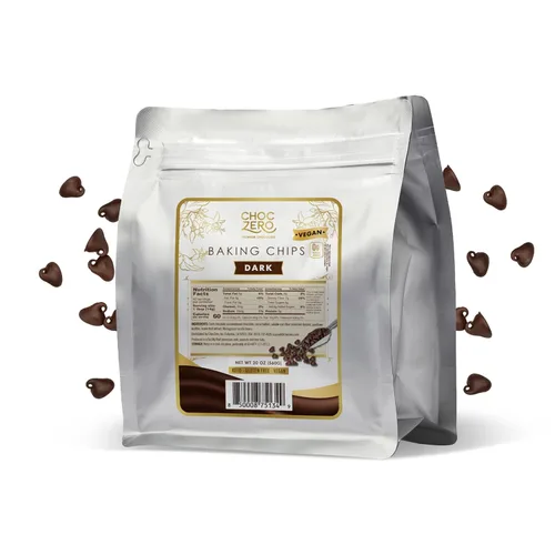 ChocZero Chips de chocolate negro, sin azúcar, vegano, keto y bajo en carbohidratos, sin gluten, sin alcoholes de azúcar, bolsa de 20 onzas para