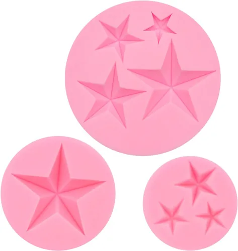 Miniatura 8 de Molde de silicona con forma de estrella, 3 paquetes de moldes de fondant de estrellas para decoración de tartas, cupcakes, arcilla de chocolate