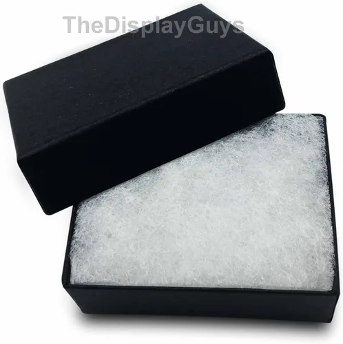 Miniatura 35 de TheDisplayGuys - Paquete de 25 cajas de cartón rellenas de algodón #10 para joyas, color negro mate (1.9 x 1.3 x 0.7 pulgadas), para envío