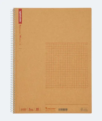 Maruman Cuaderno de cuadrícula básica de notas en espiral, tamaño A4, 11.69 x 8.98 pulgadas, 80 hojas/160 páginas, diario de papel cuadriculado de