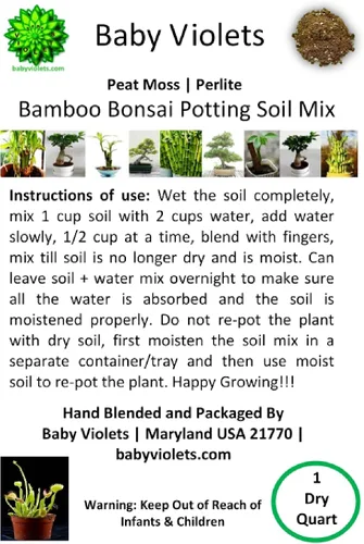 Miniatura 2 de Mezcla de tierra para macetas de bonsái de bambú (3 tazas / 1 cuarto de galón), perlita y musgo de turba