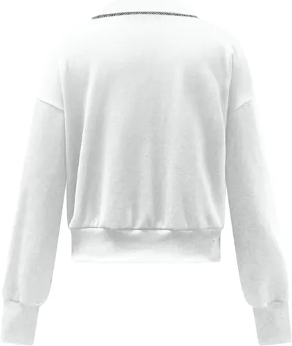 Miniatura 4 de Women's Quarter Zip Up Lapel Sweatshirt Trendy Cropped Drawstring Sweatshirt with Thumb Hole Loose Long Sleeve Workout Tops
