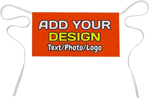 Miniatura 14 de Delantal de cintura personalizado con 3 bolsillos para añadir foto, texto, logotipo, nombre, camarera