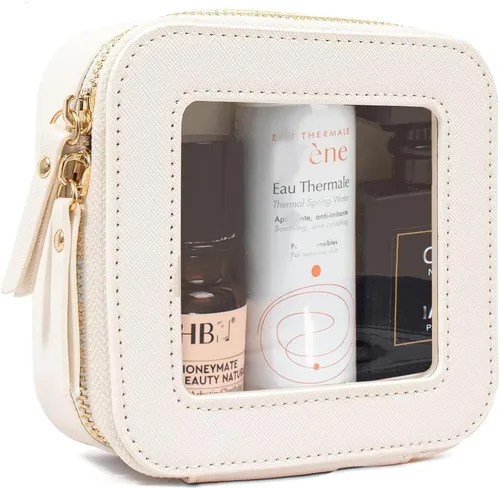 Miniatura 18 de Juego de bolsas de maquillaje transparentes de viaje, bolsa de cosméticos aprobada por la TSA con cremallera, bolsa de maquillaje portátil, bolsa