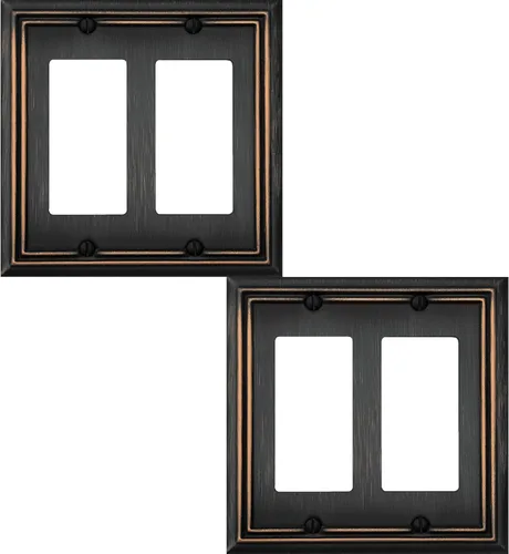 Miniatura 17 de OKAWYC Cubierta de Interruptor de Luz Doble Toggle/Decorador Individual Placa de Pared de Metal Adler, Paquete de 2 Bronce Envejecido 3 Gang