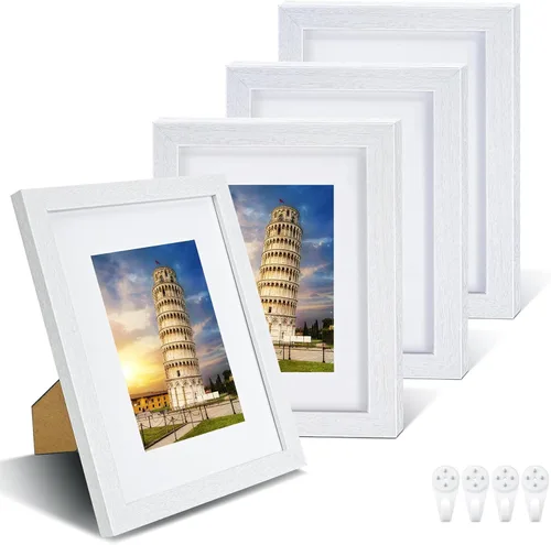 Miniatura 25 de Nacial Portarretratos de 5 x 7 pulgadas, juego de 4 portarretratos para fotos de 4 x 6 pulgadas con paspartú, para fotos de 5 x 7 pulgadas sin