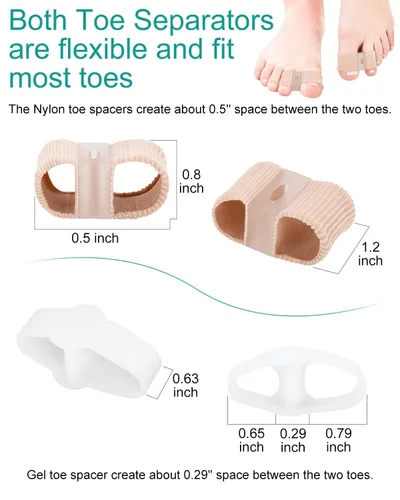 Miniatura 2 de 4 separadores de dedos correctores de juanetes para mujeres y hombres, espaciadores de gel para dedos grandes con 2 bucles para pies, alisador
